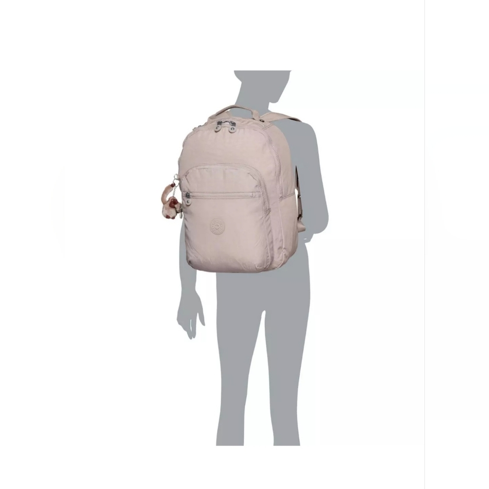 Kipling Backpack Large Tan Color 15" Laptop Bookbag NEW Seoul - Picture 3 of 15